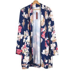 Tribear NWT Blue Floral Long Sleeve Lightweight Cardigan 2XL XXL